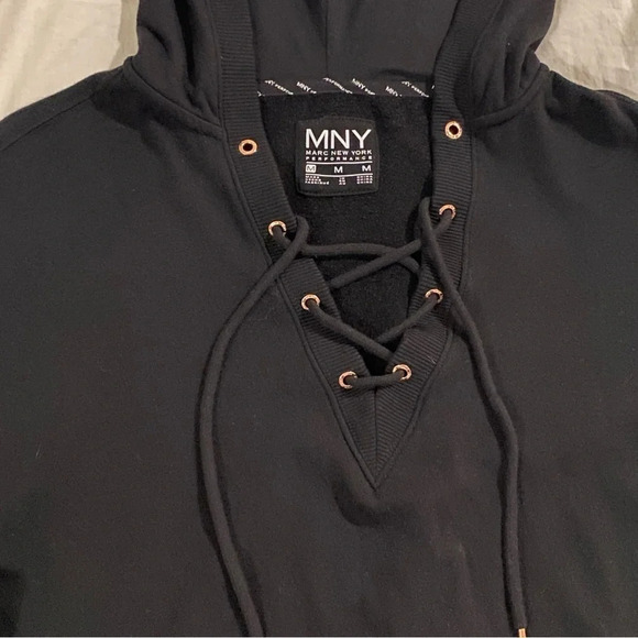 MNY (MarcNewYork) women’s laced chest long sleeves black casual lounge  hoodie-M - Picture 4 of 4